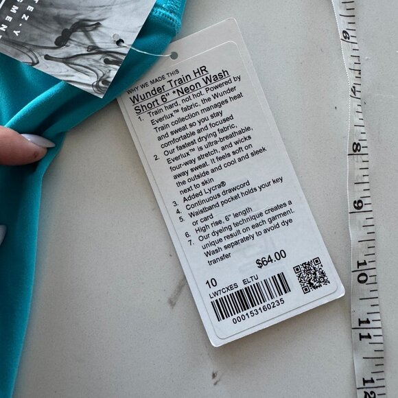 NWT lululemon Wunder Train HR Short 6" Neon Wash Electric Turquoise Sz 10 - Picture 4 of 5